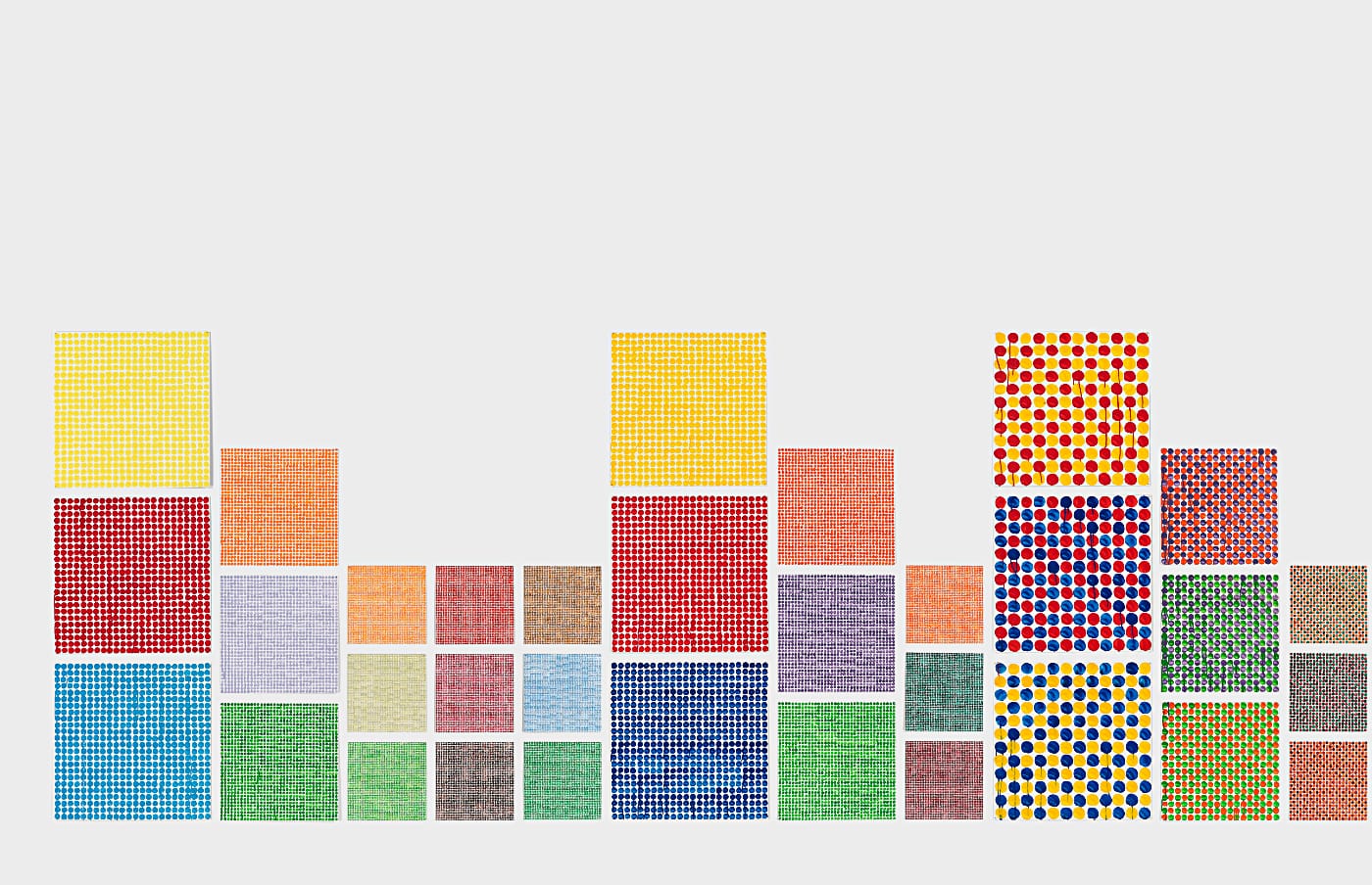 Jennifer Bartlett, Recitative, 2009-10. Enamel over silkscreen grid on baked enamel steel plates