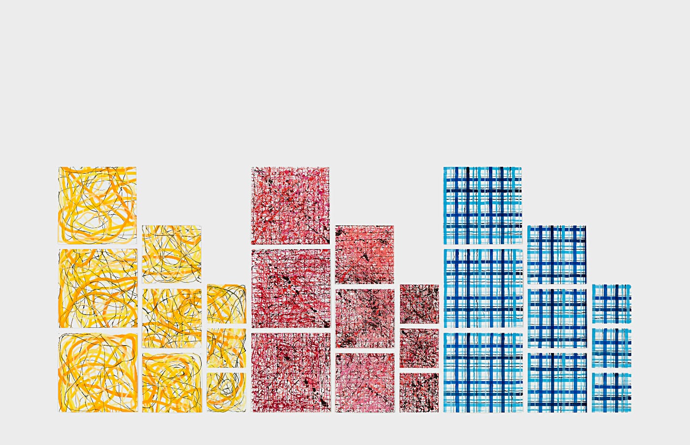 Jennifer Bartlett, Recitative, 2009-10. Enamel over silkscreen grid on baked enamel steel plates