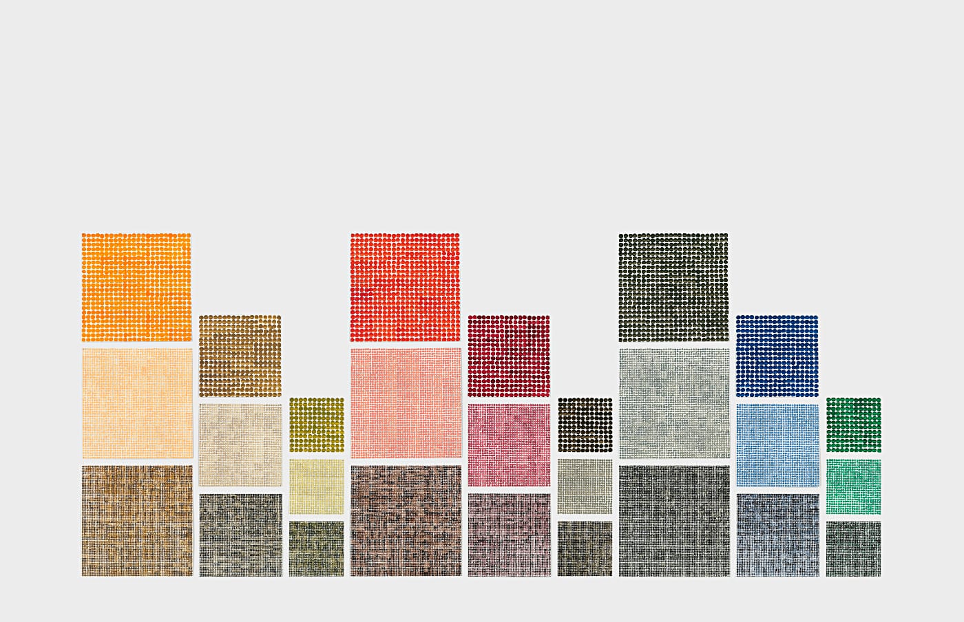 Jennifer Bartlett, Recitative, 2009-10. Enamel over silkscreen grid on baked enamel steel plates