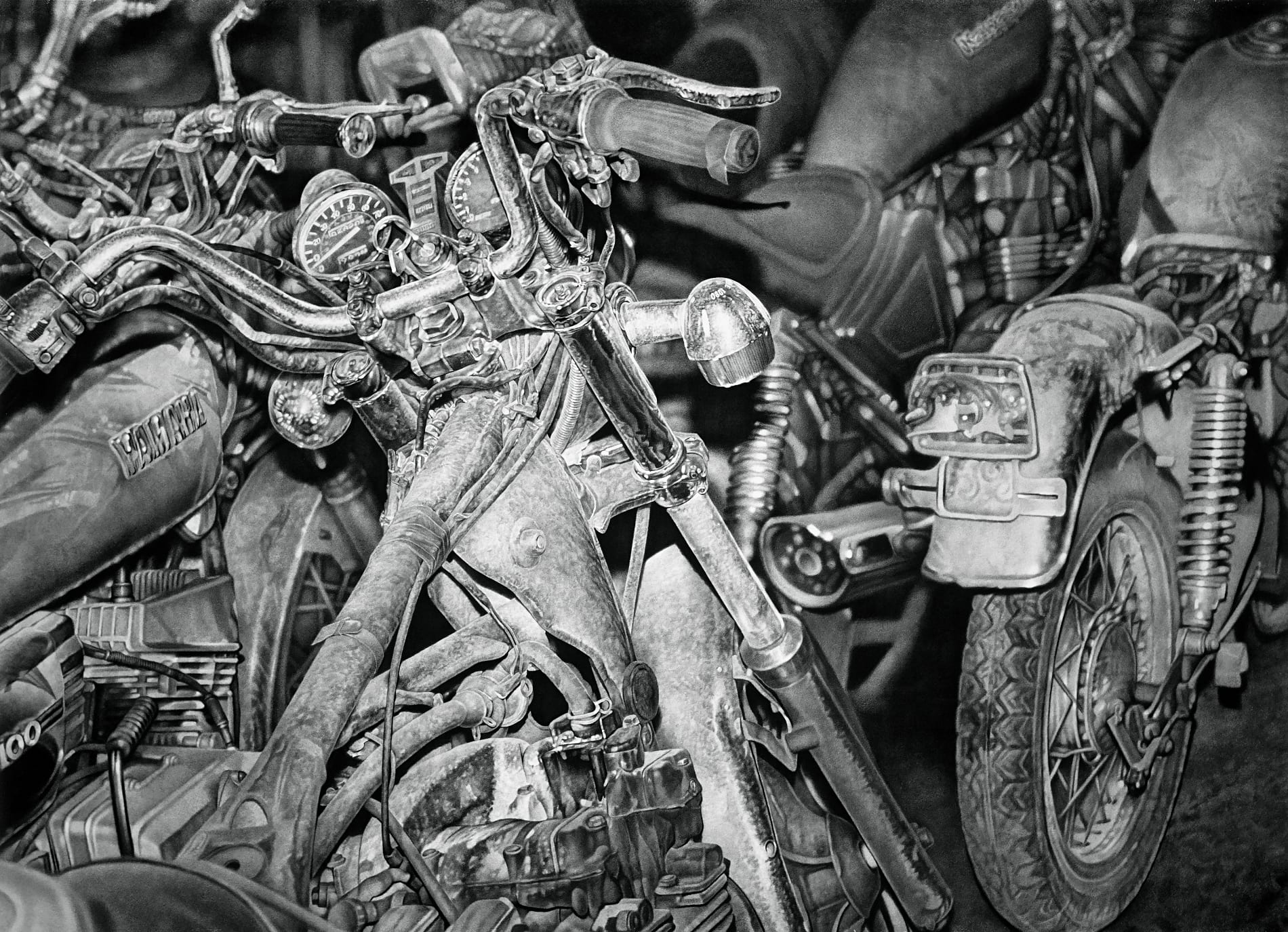 Joseph Stashkevetch, Obsolete, 2013, conté crayon on rag paper mounted on birch panel, 60 × 84 inches