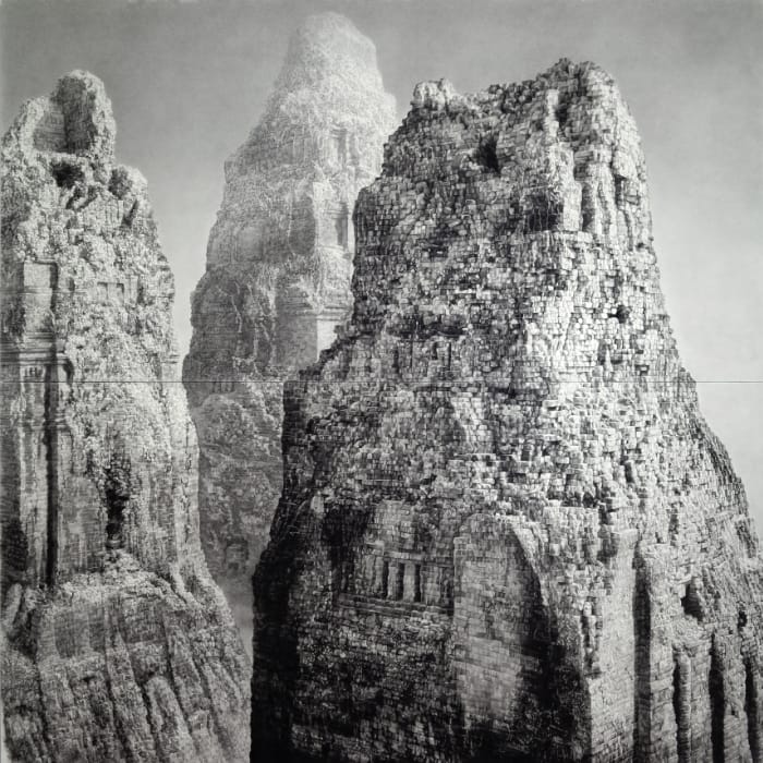 Joseph Stashkevetch, Ask the Dusk, 2011, Conté crayon on rag paper mounted on birch panels, 96 x 96 inches