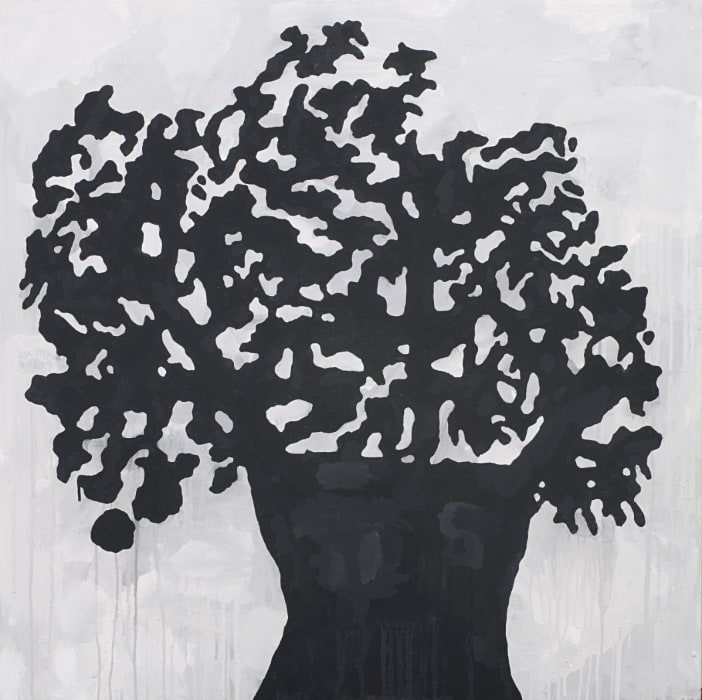 Donald Baechler, The Half of Heat, 2016, Gesso, Flashe on board, 40 x 40 inches