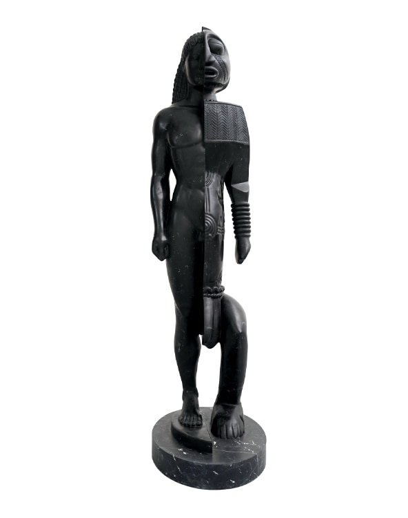 Sanford Biggers, Akessa Kouros, 2022. Marble, 76 × 21 × 30 inches