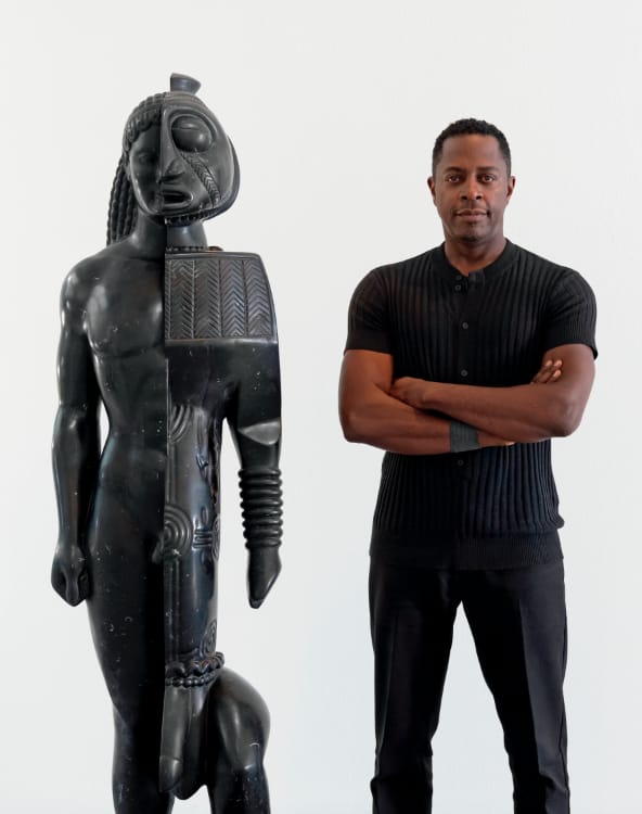 Sanford Biggers with Akessa Kouros, 2022. Marble, 76 × 21 × 30 inches
