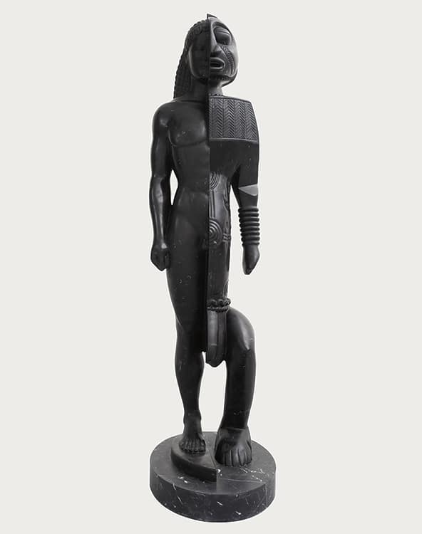 Sanford Biggers, Akessa Kouros, 2022. Marble, 76 × 21 × 30 inches