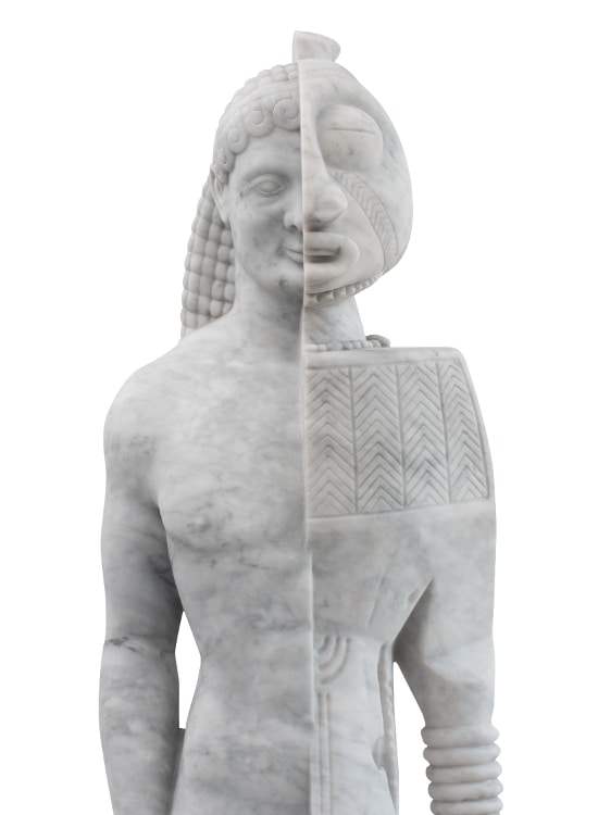 Sanford Biggers, Akessa Kouros, 2022. Marble, 76 × 21 × 30 inches