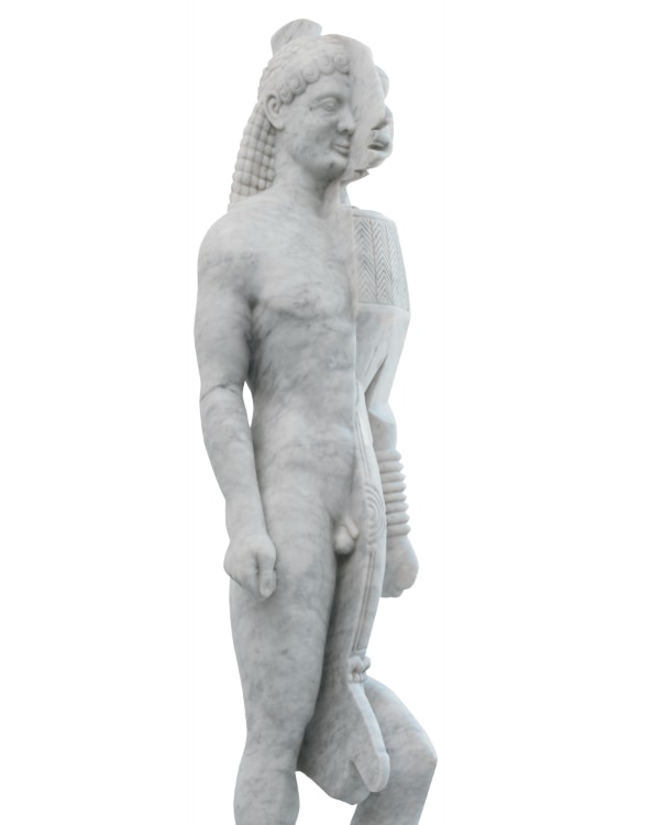 Sanford Biggers, Akessa Kouros, 2022. Marble, 76 × 21 × 30 inches