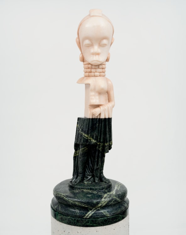 Sanford Biggers, St. Marvelous (Glitch 1), 2024. Marble, 26-1/4 × 11 × 11 inches