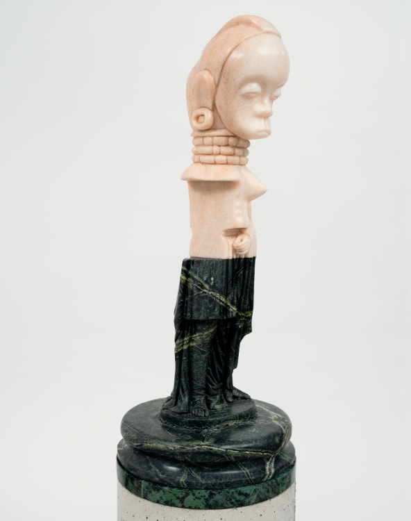 Sanford Biggers, St. Marvelous (Glitch 1), 2024. Marble, 26-1/4 × 11 × 11 inches