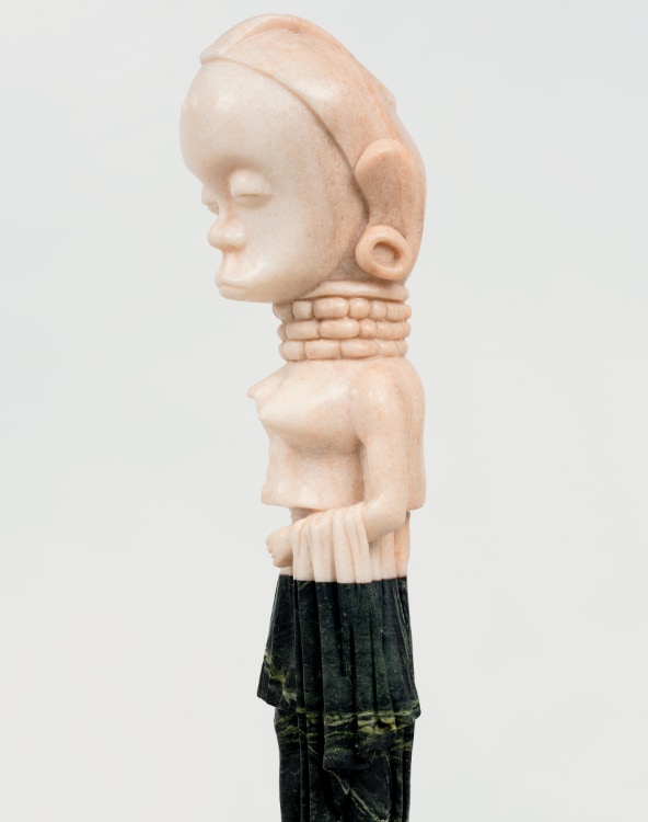 Sanford Biggers, St. Marvelous (Glitch 1), 2024. Marble, 26-1/4 × 11 × 11 inches