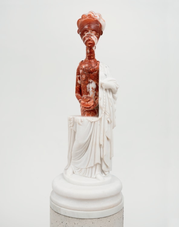 Sanford Biggers, To Repair or Repeat, 2024. Marble, 26-3/4 × 11 × 11 inches