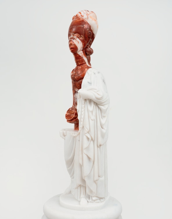 Sanford Biggers, To Repair or Repeat, 2024. Marble, 26-3/4 × 11 × 11 inches