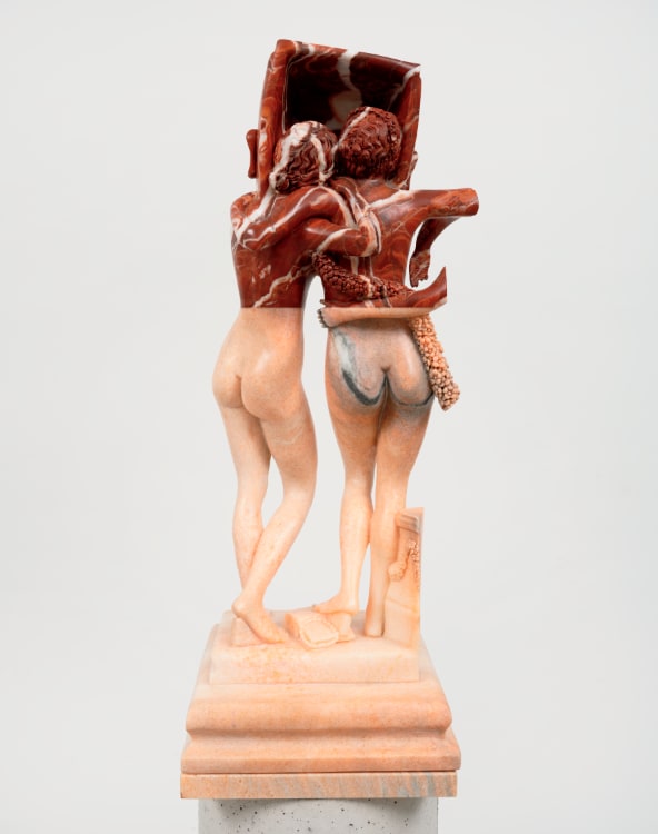 Sanford Biggers, Ventriloquy (Self-Portrait), 2024. Marble, 29-1/4 × 11 × 12 inches