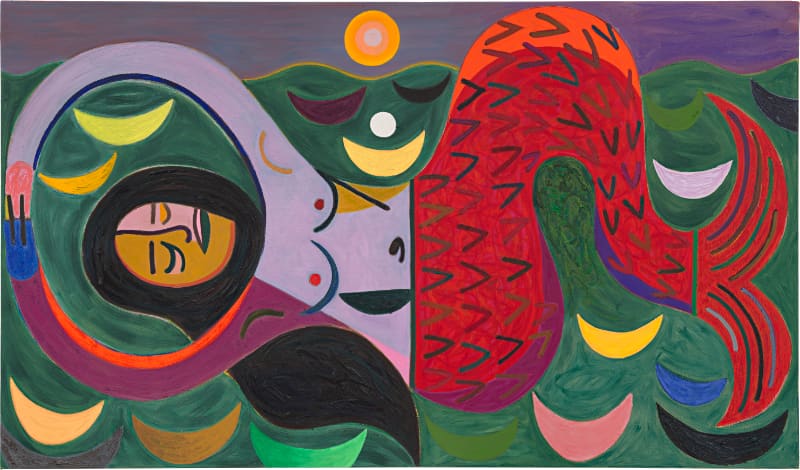 Austin Eddy, The Mermaid, 2024. Oil and flashe on canvas, 40 × 68 inches