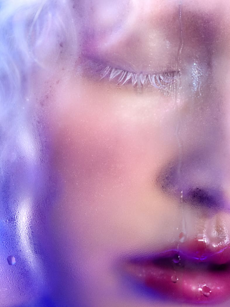 Marilyn Minter, Lash Splash, 2024. Dye sublimation print, 40 × 30 inches