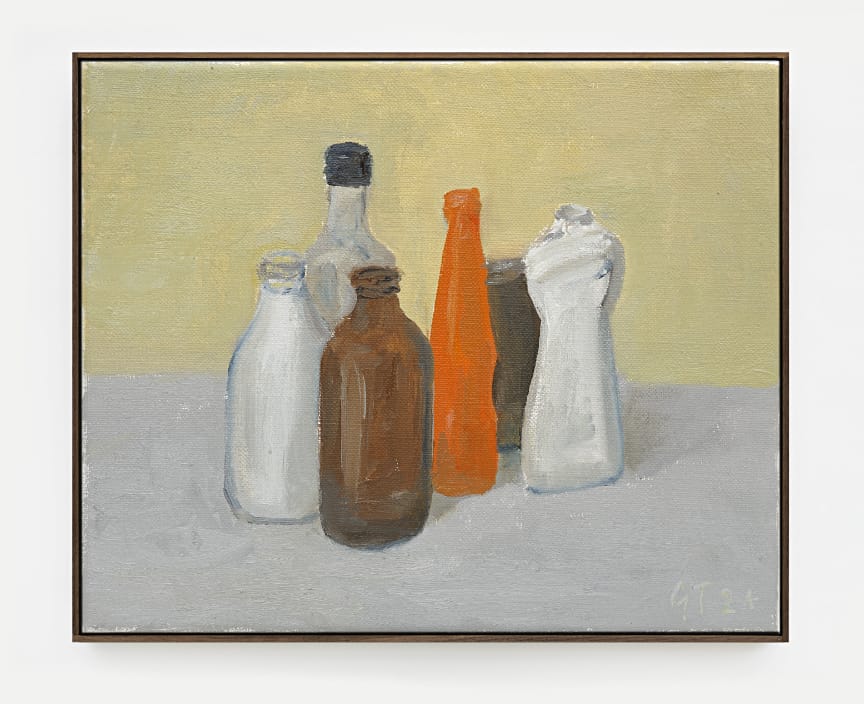 Gavin Turk, Tropical Vibes Fruit Punch, Stainswick Rapeseed Oil, The Original Small Beer, Squeeze It Orange Drink, The Groovy Food Organic Agave Nectar, Cif Lemon Cream Cleaner, 2024. Oil on canvas, 9-7/8 × 11-3/4 inches